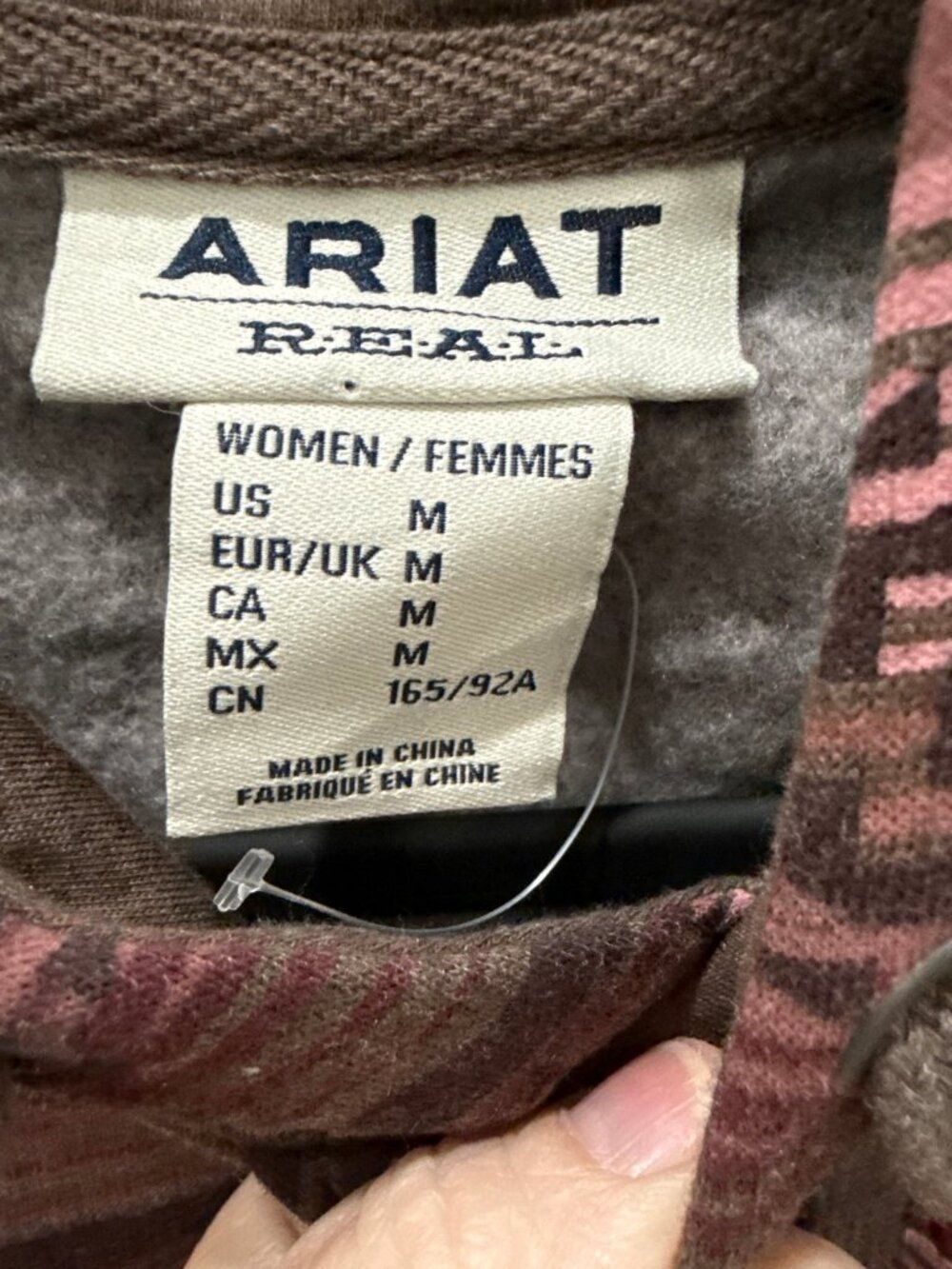 Ariat REAL Allover Print Hood Womens M Brown Western Horse Pullover - Picture 8 of 10